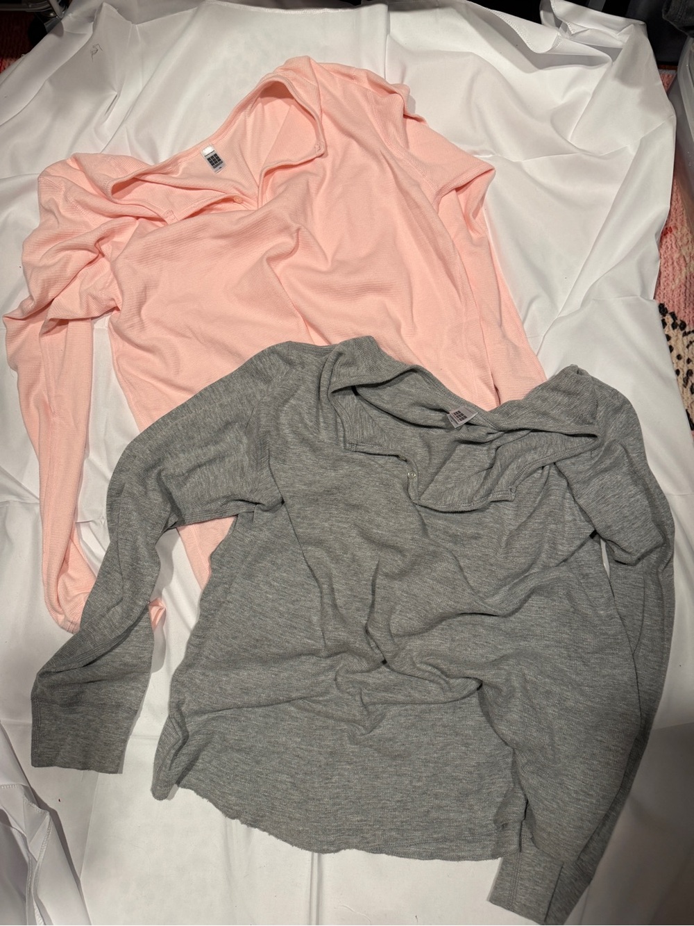 Lot of 2 American Apparel vintage baby waffle knit henleys “Dexter” XL